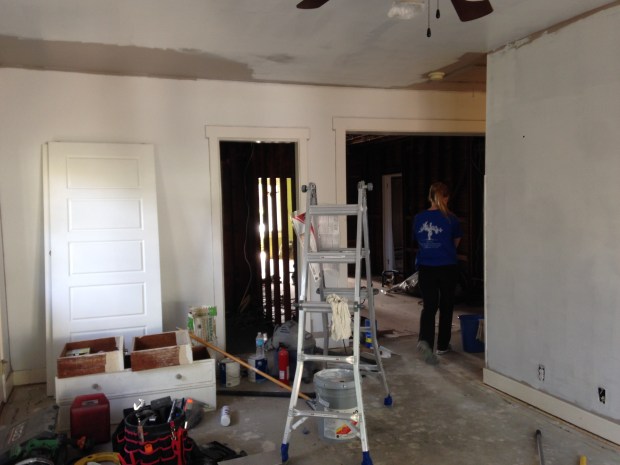 Priming purple walls and ceiling