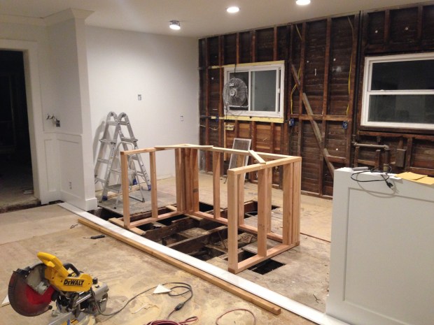 This island frame will one day house our washer and dryer. 