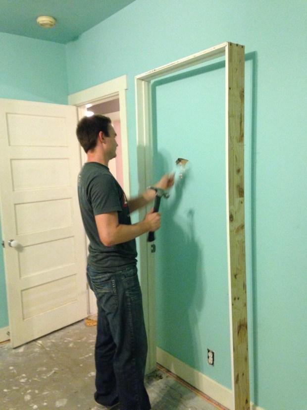 Soon to be a pocket door in between the master bedroom and bathroom. 