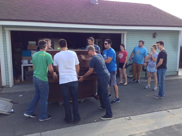 Unloading the piano...