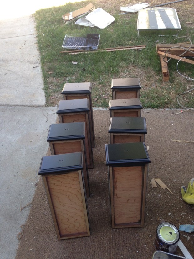 Painting the brown vanity black. First, drawers!