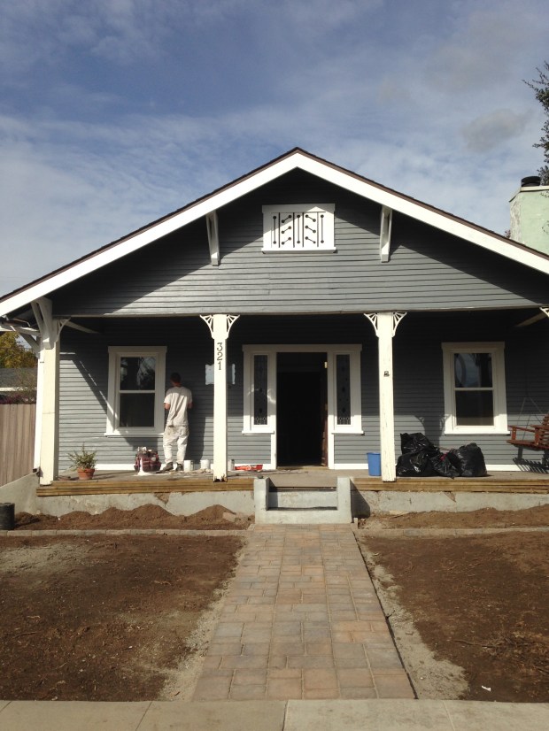 Stone pavers for the new pathway installed. 