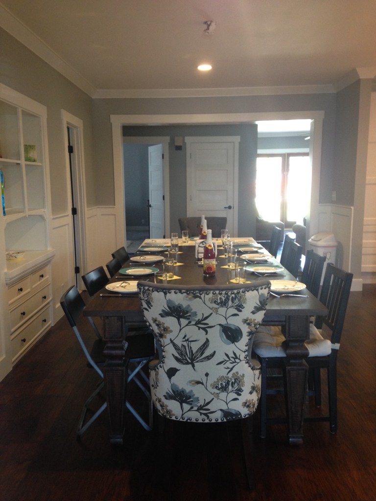 The table is set and ready to go! ... we need to replace the folding chairs eventually