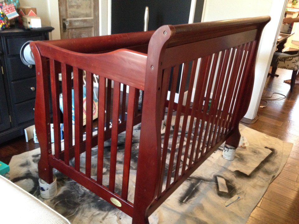 Bought this crib for $75 at a garage sale! Score! Just need to sand and paint it.