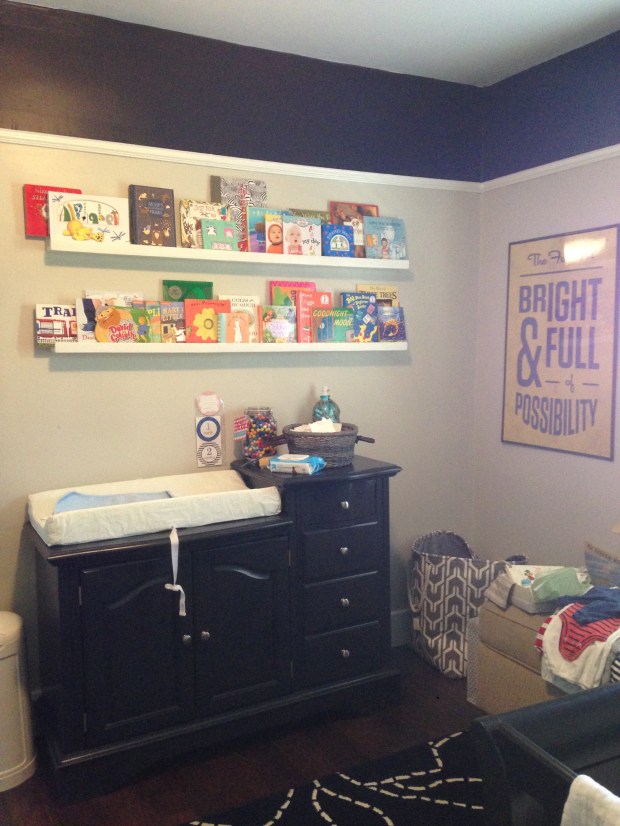 New book shelves built by Kevin. 