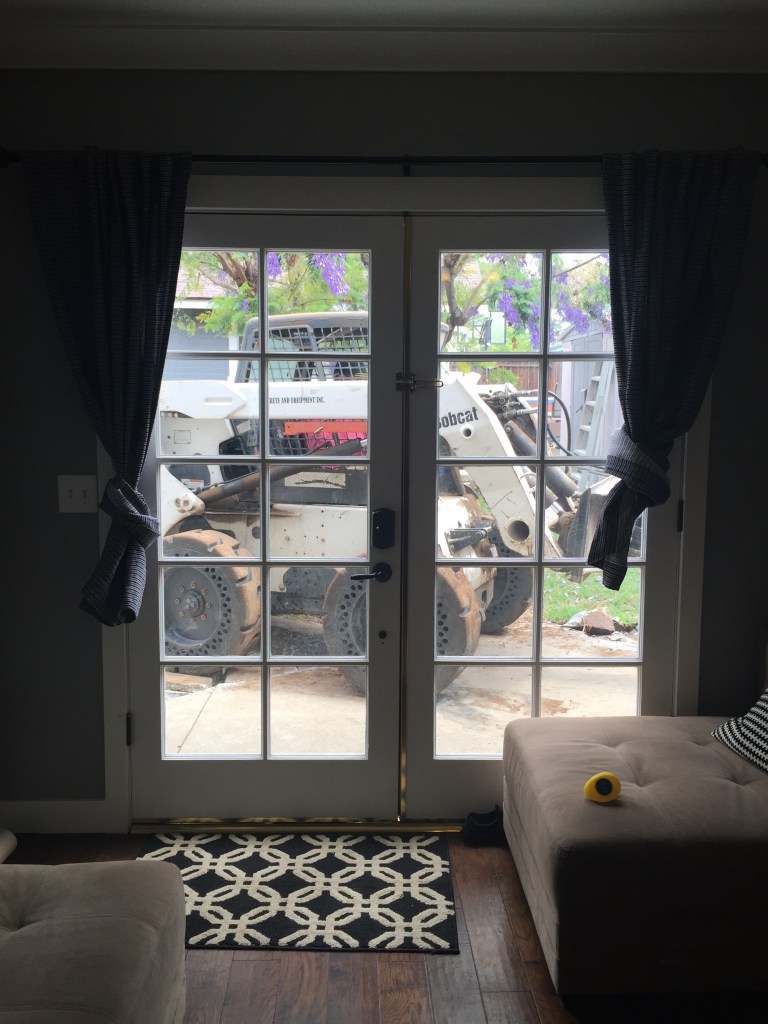 We enjoyed watching the tractor from the inside of the house.