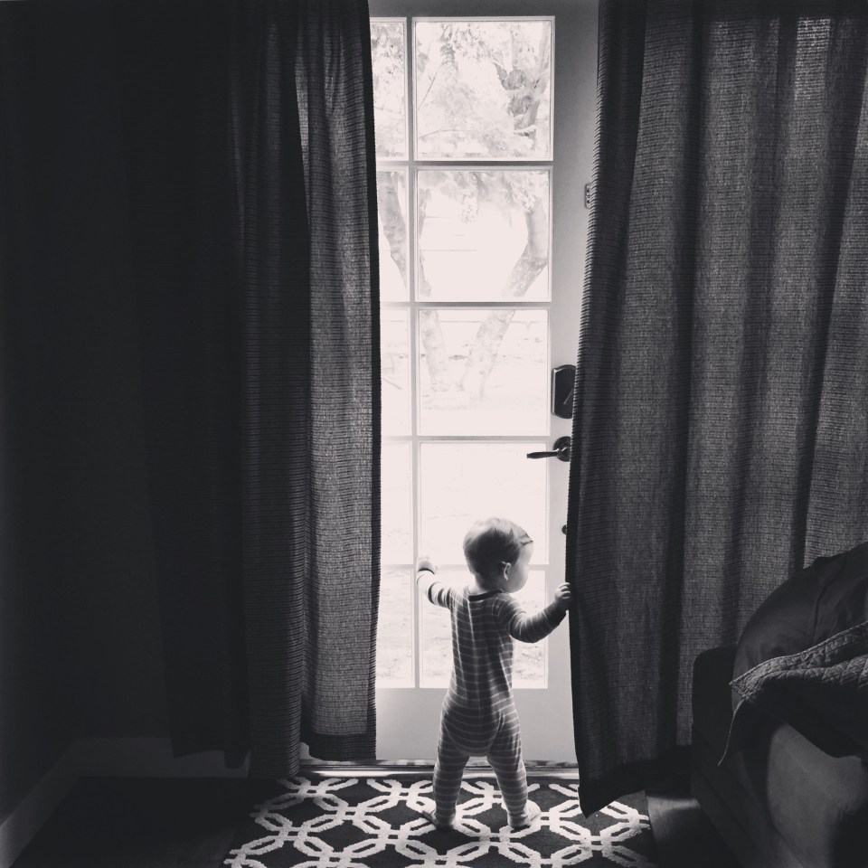 Waiting patiently for the birthday party backyard reveal!