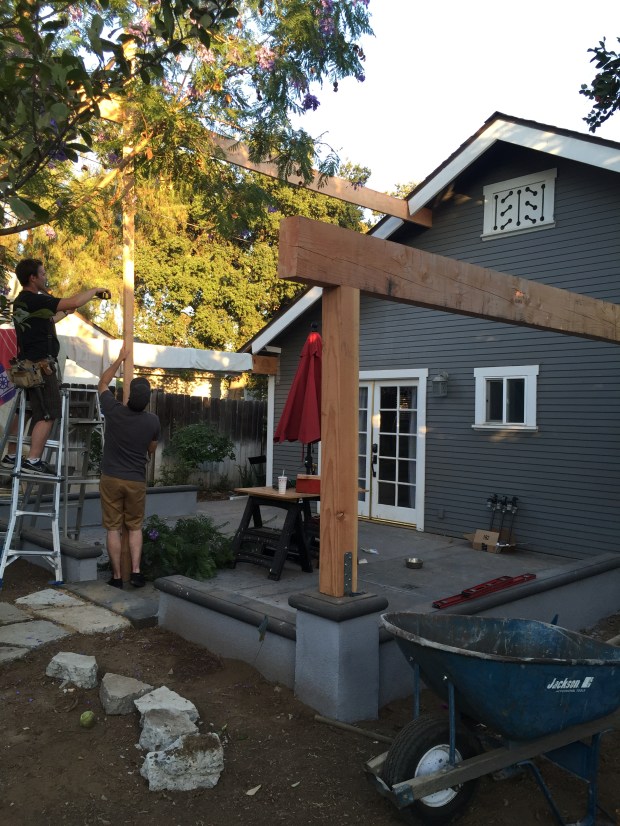 Getting the center ridge of the roof in place. 