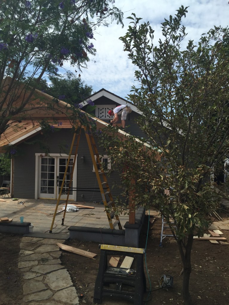 Where's Waldo? Up on the roof... in 100 degree heat...