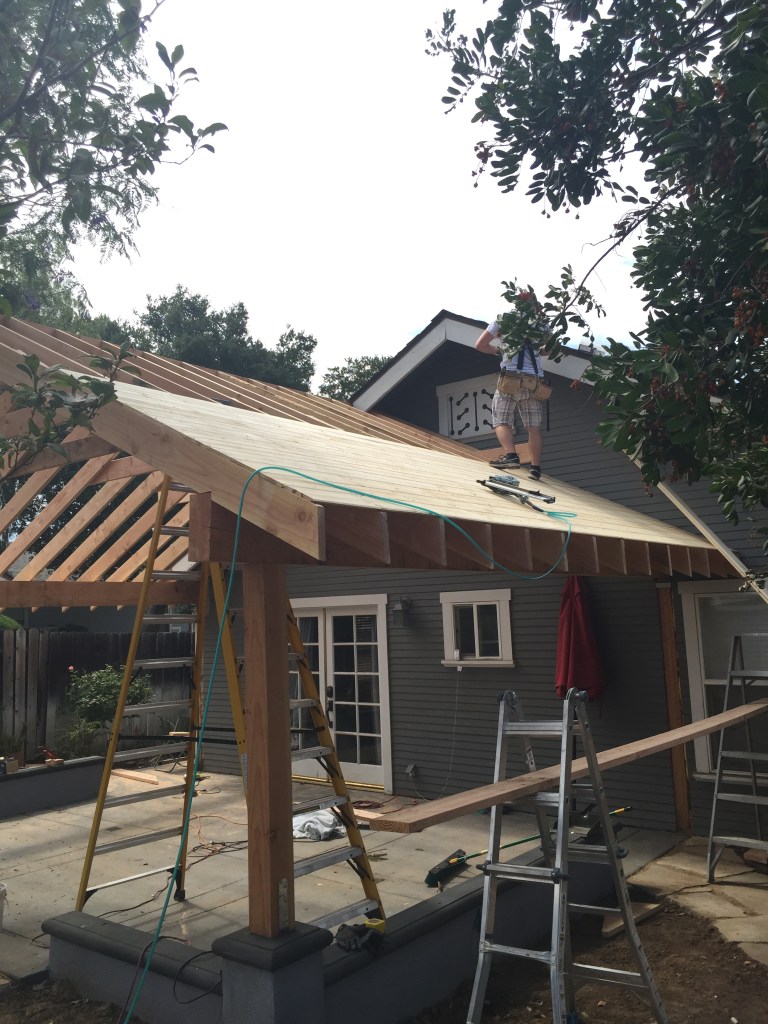 Shiplap roofing being installed...