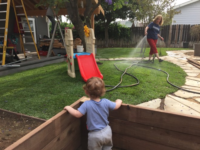 Sandbox constructed, just needs sand!