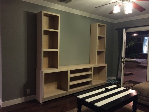 STEP 2: built box frame out in the garage and moved it into the house to get an idea of size