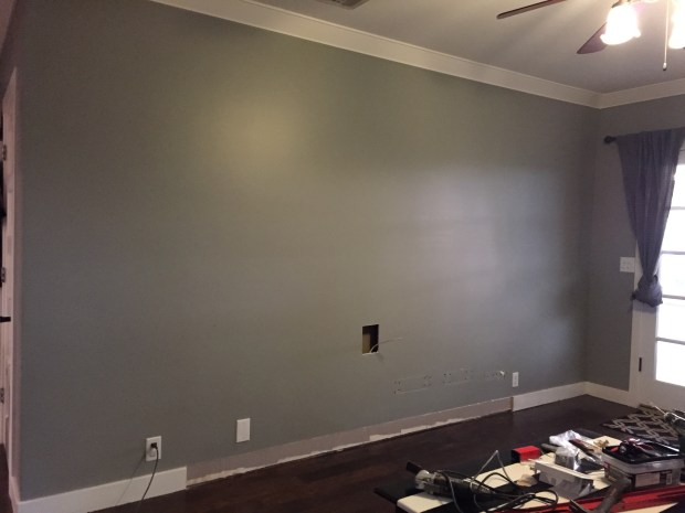 STEP 1: remove baseboards, run electrical to TV console