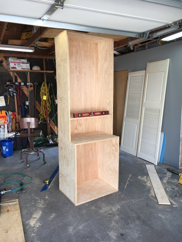 The beginning of the custom cabinet.