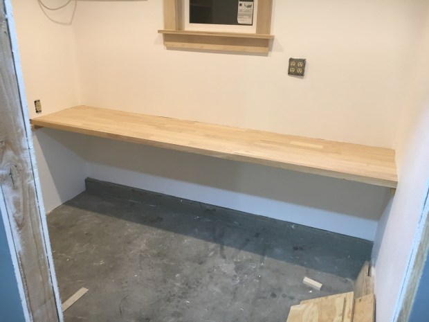 Desktop installed and trim work around the window finished!